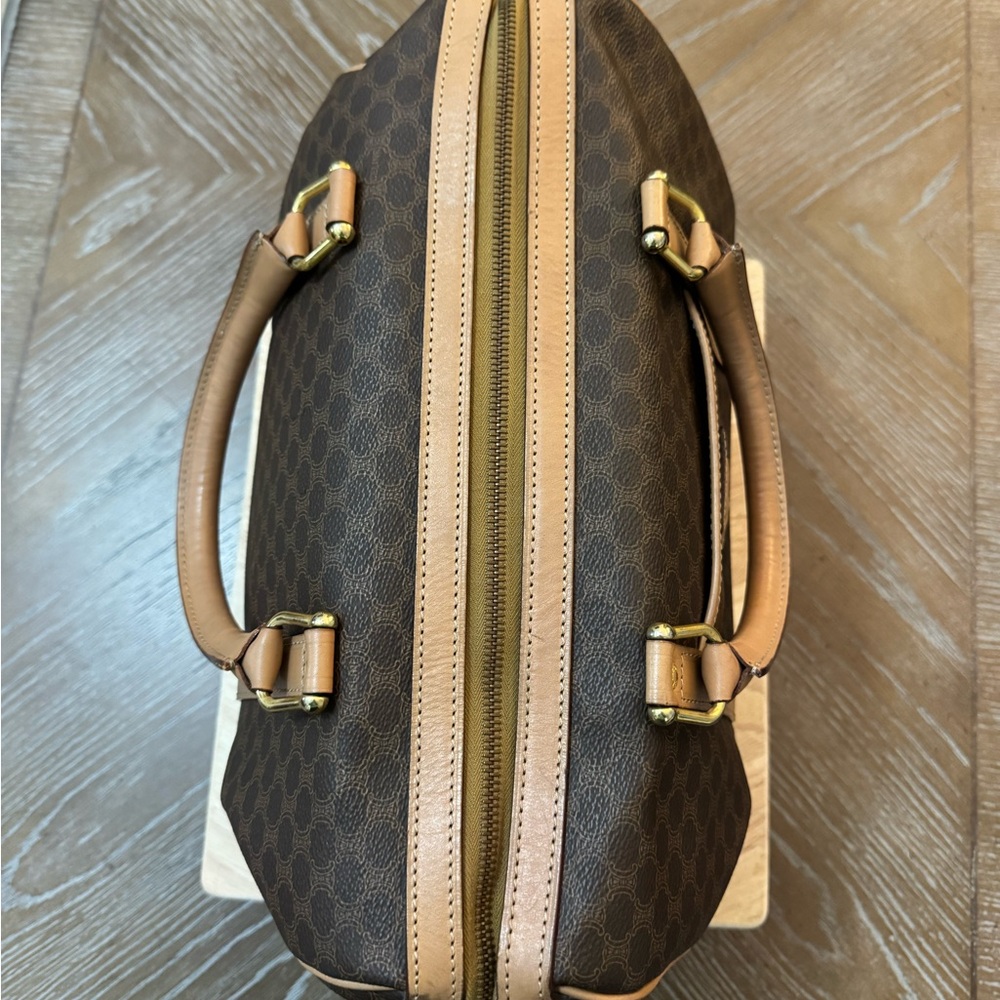 Celine Brown & Tan Monogram Canvas Top-Handle Tote - Picture 6 of 13
